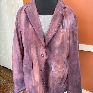Washed Plum Tie-Dye Blazer Jacket